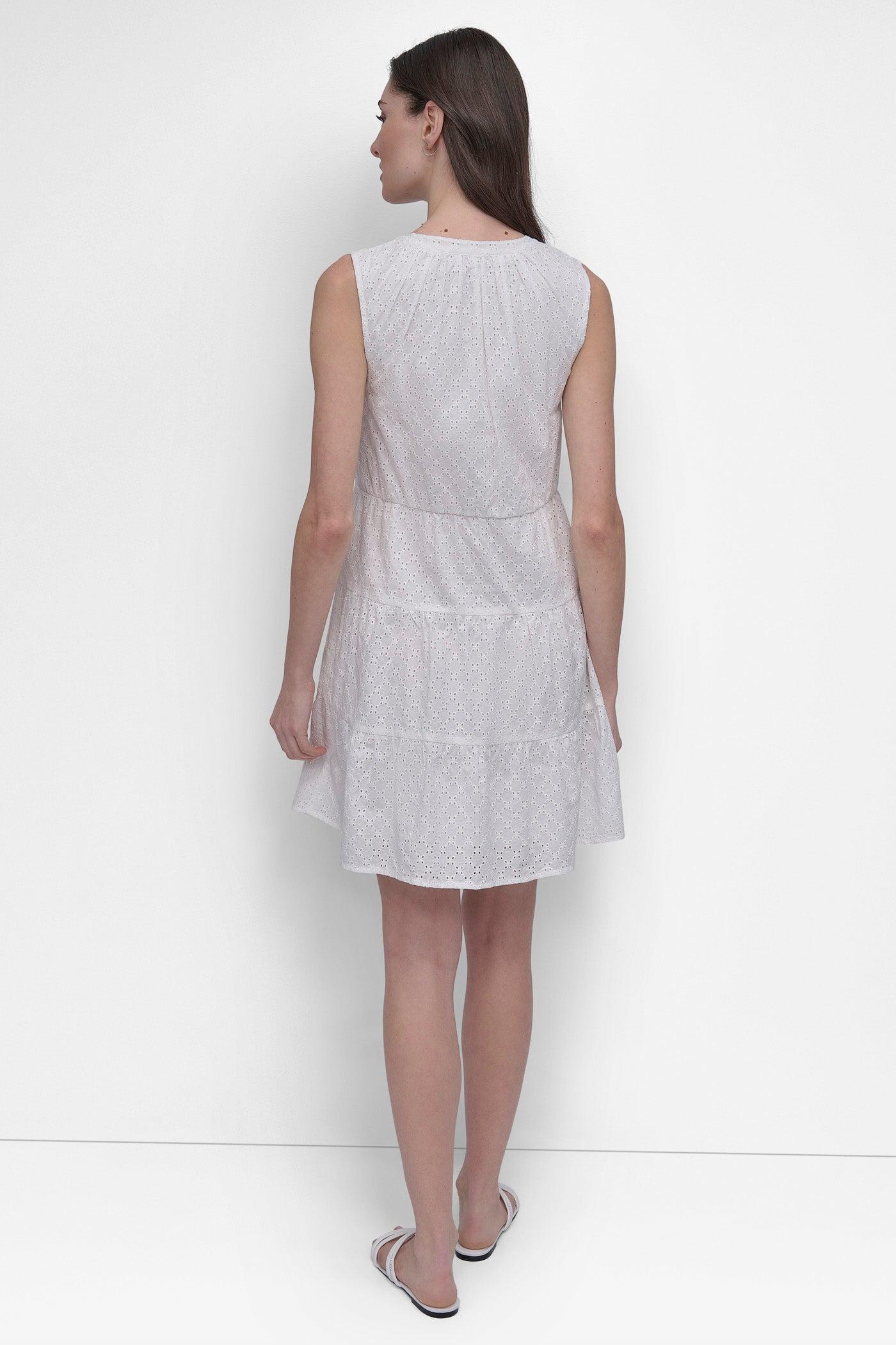 SLEEVELESS EYELET TIERED DRESS Product Image
