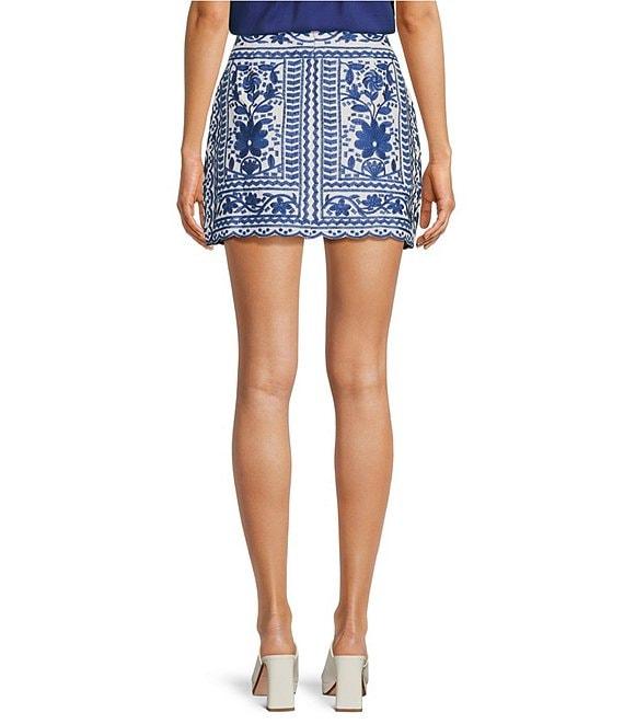 J.Marie Laken Floral Embroidered Mini Pencil Skirt Product Image