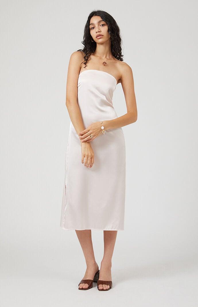 Strapless Satin Midi Dress Product Image