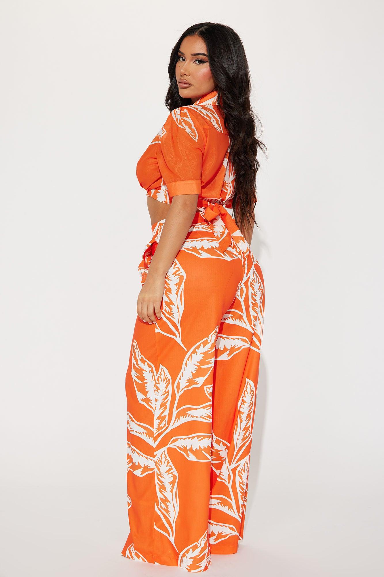 Tropical Vibes Pant Set - Orange Product Image