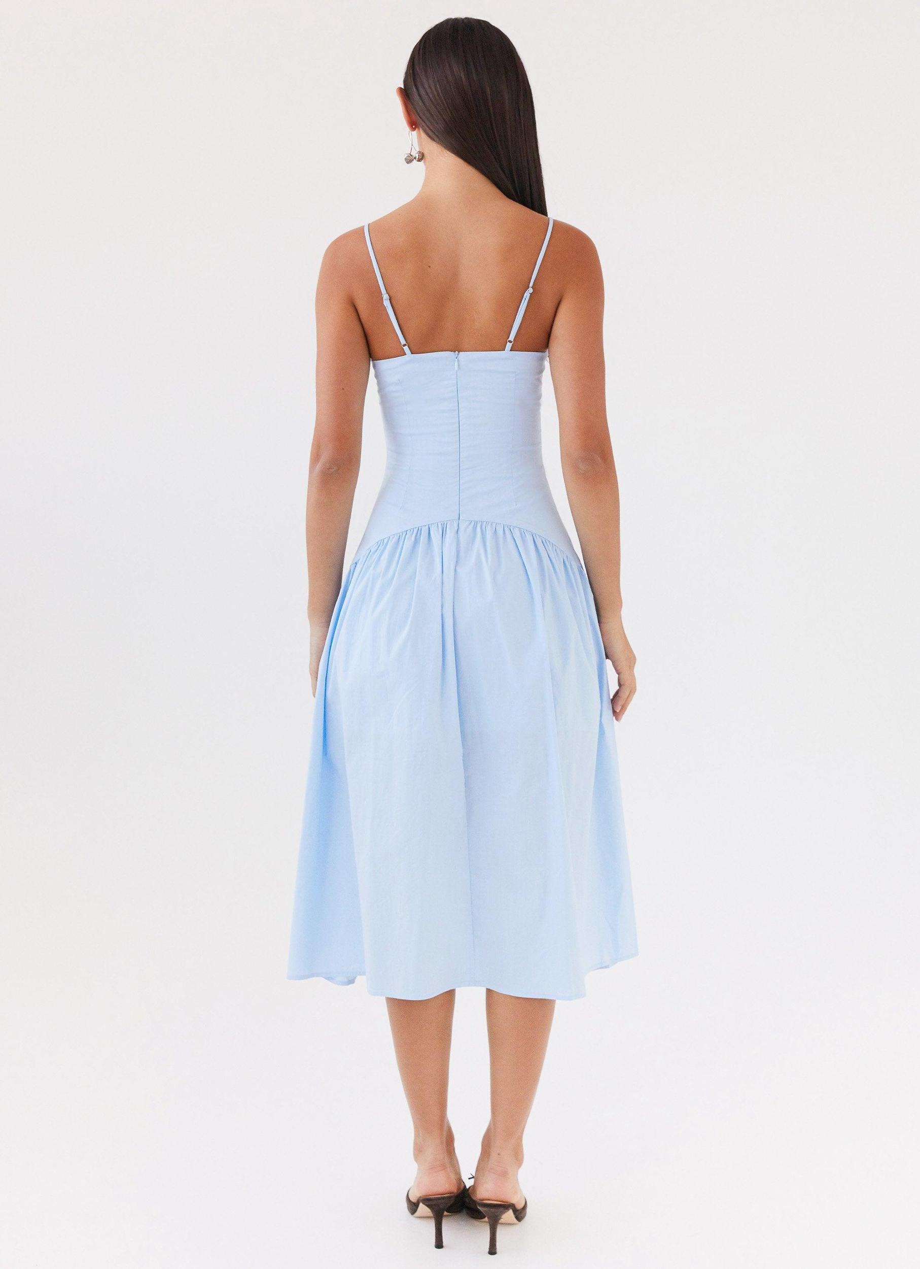 Yvette Corset Midi Dress - Blue Product Image