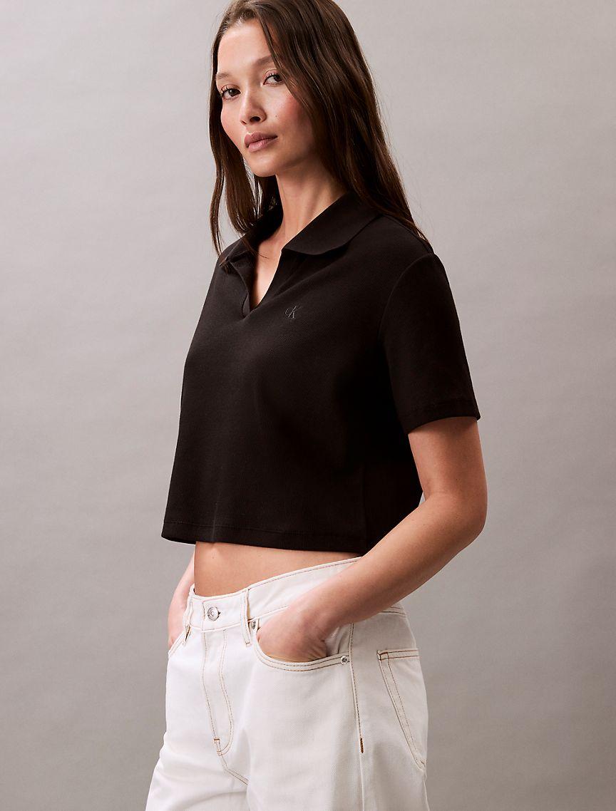 Cotton Contour Rib Polo Tee Product Image