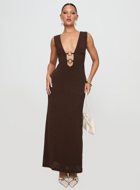 Steward Maxi Dress Chocolate Petite Product Image