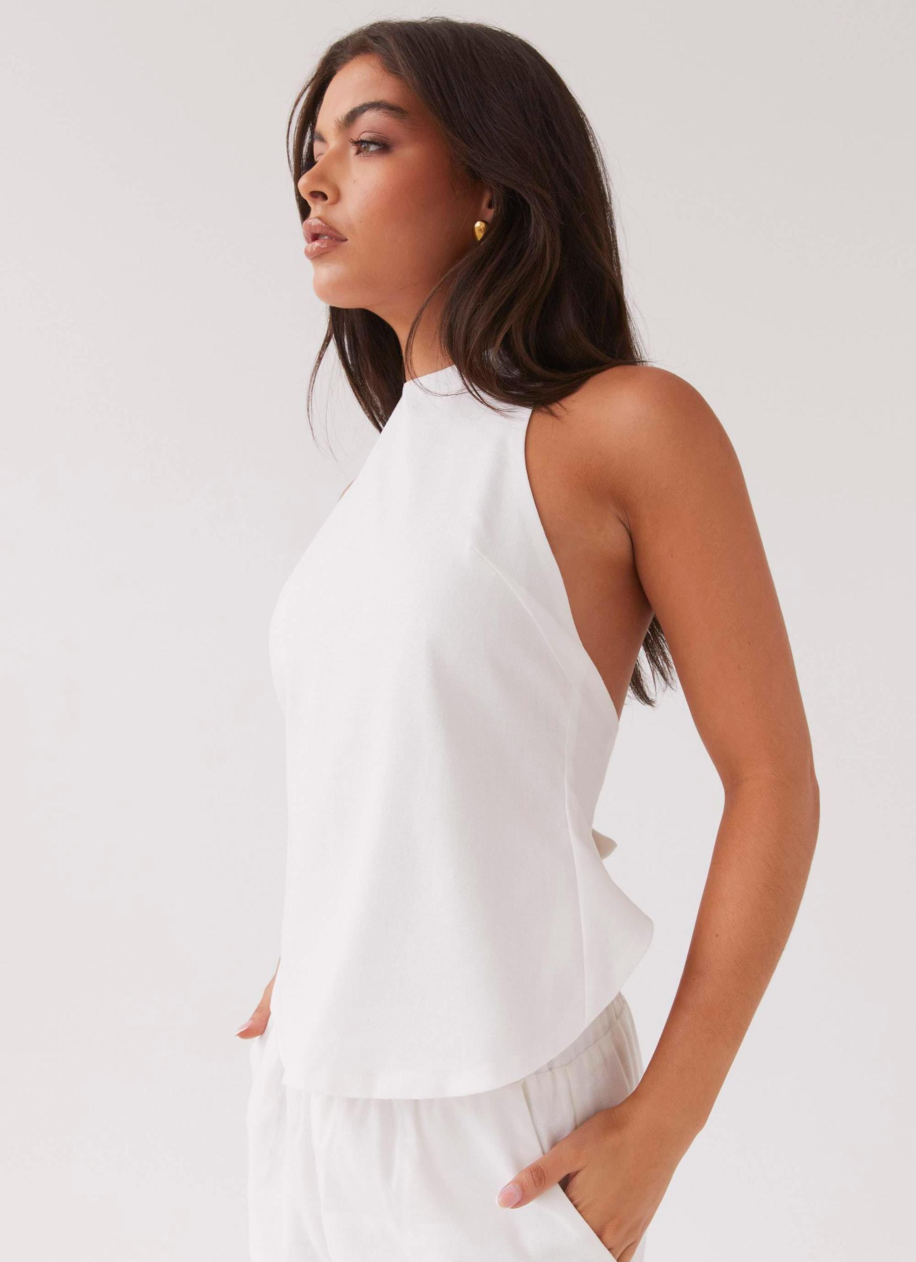 Heatwave Linen Apron Top - White Product Image