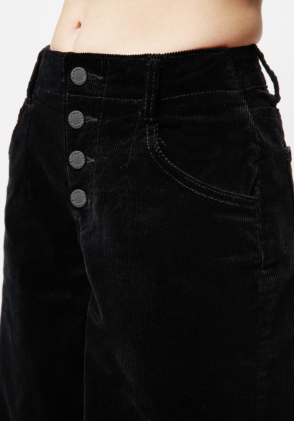 Foster Wide Leg Cord Crop Jeans - Black Product Image