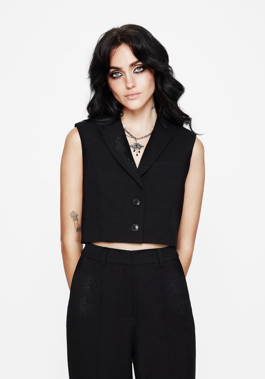 Thora Embroidered Crop Waistcoat Product Image