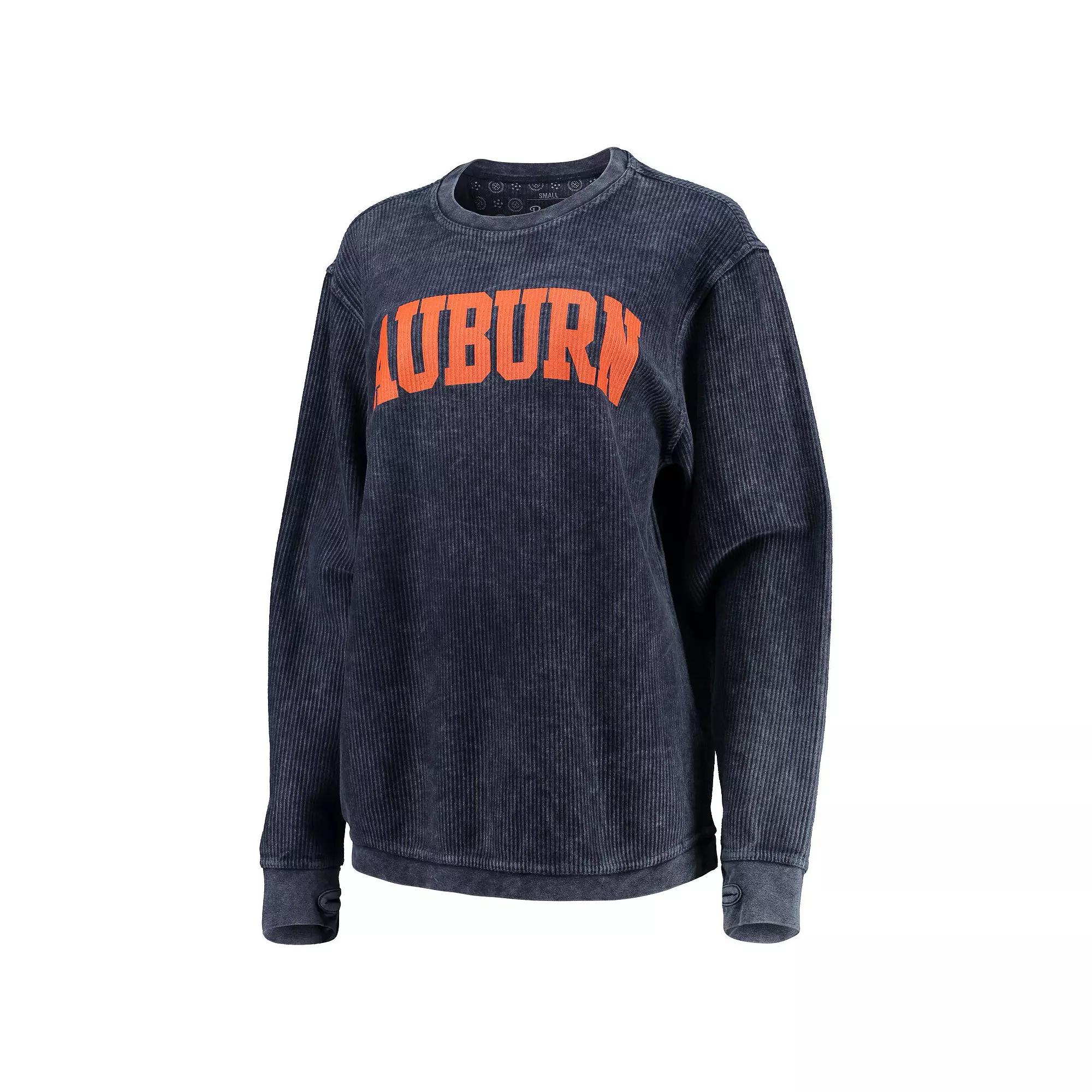 Women's Pressbox Navy Auburn Tigers Comfy Cord Vintage Wash Basic Arch Pullover Sweatshirt,  Product Image