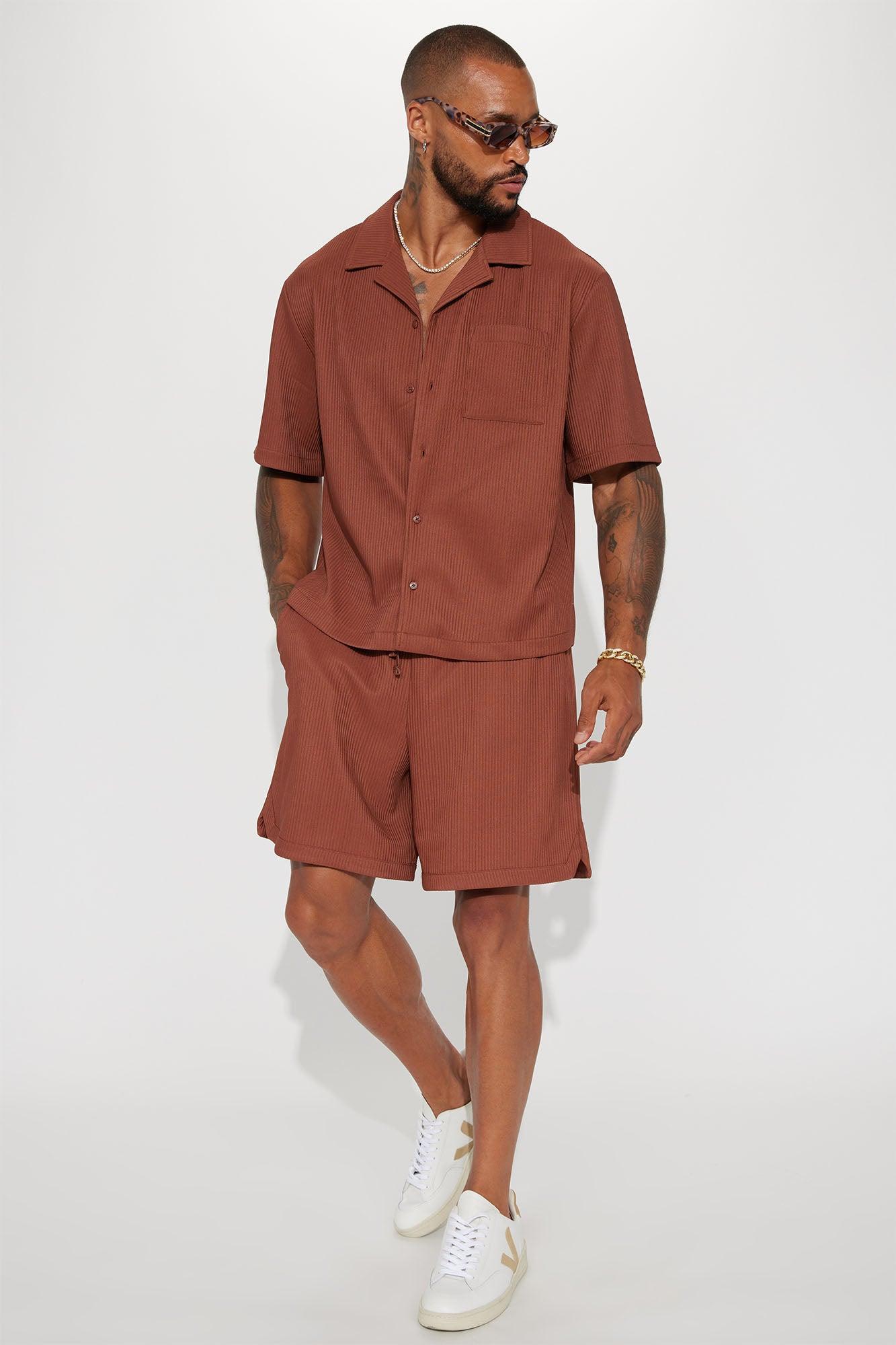 Show Up Short Sleeve Cuban Shirt - Chocolate Product Image