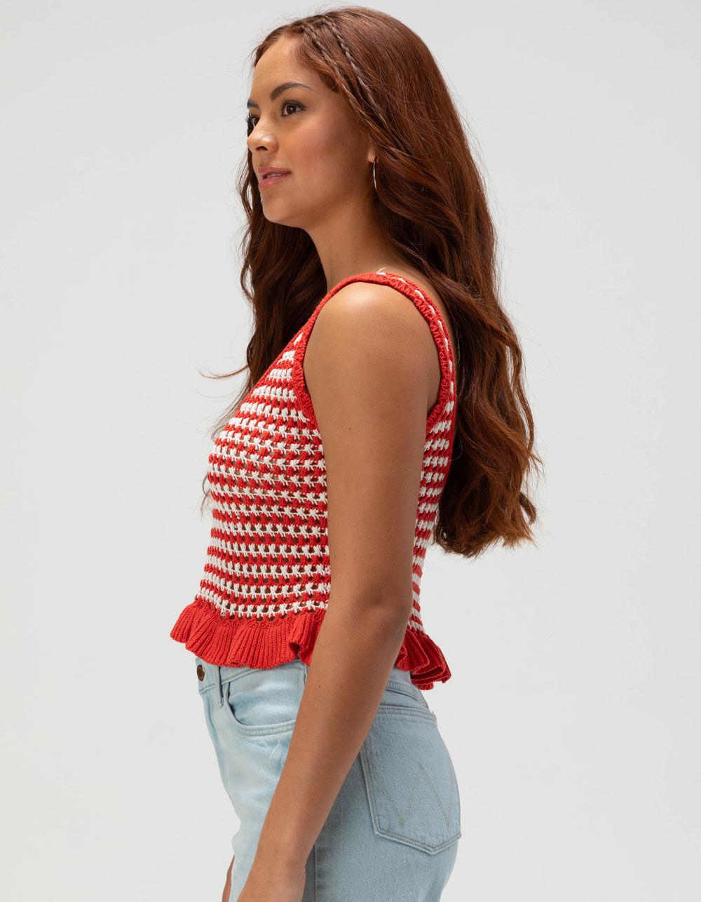 FULL TILT Stripe Peplum Womens Cami - PINK Product Image