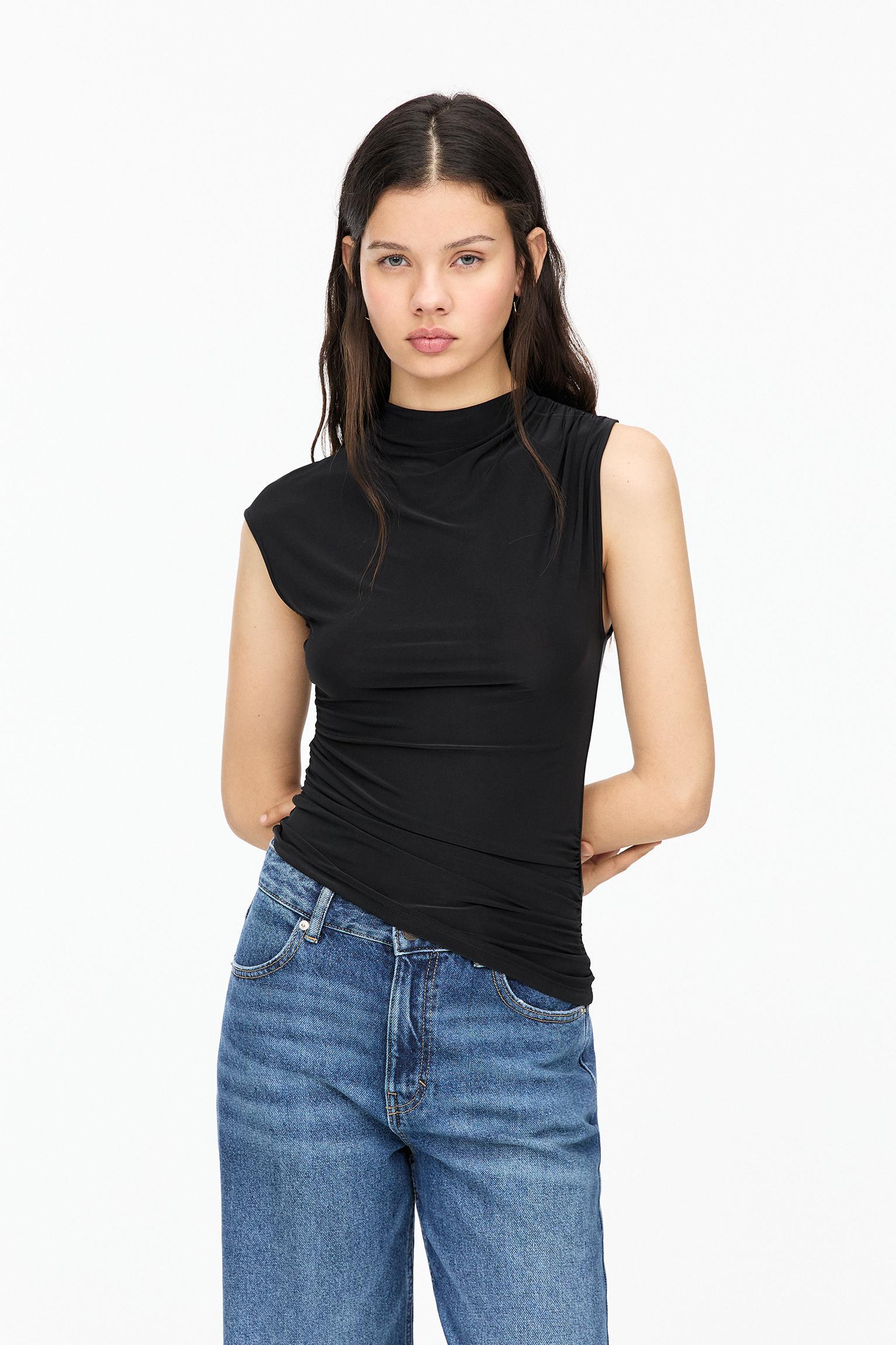 Asymmetric gathered T-shirt Product Image