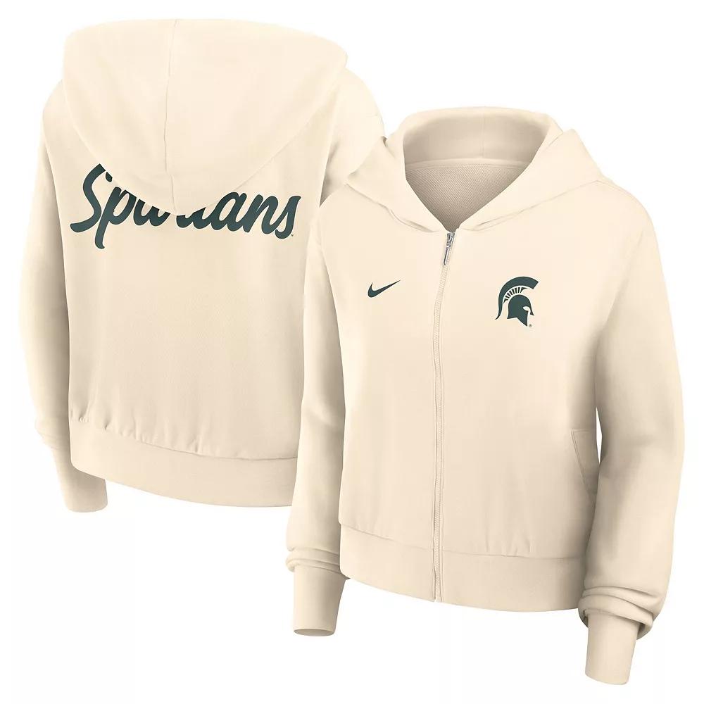 Women's Nike Cream Michigan State Spartans Cropped Chill Full-Zip Hoodie,  Product Image