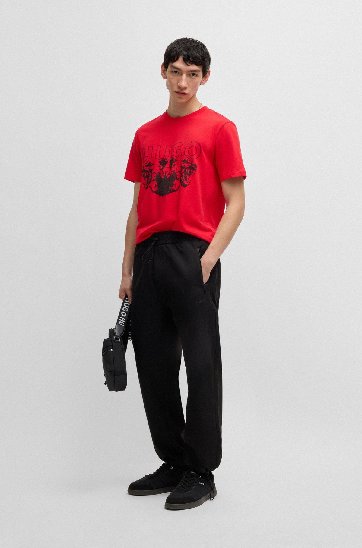 Cotton-jersey T-shirt with logo and animal graphic Product Image