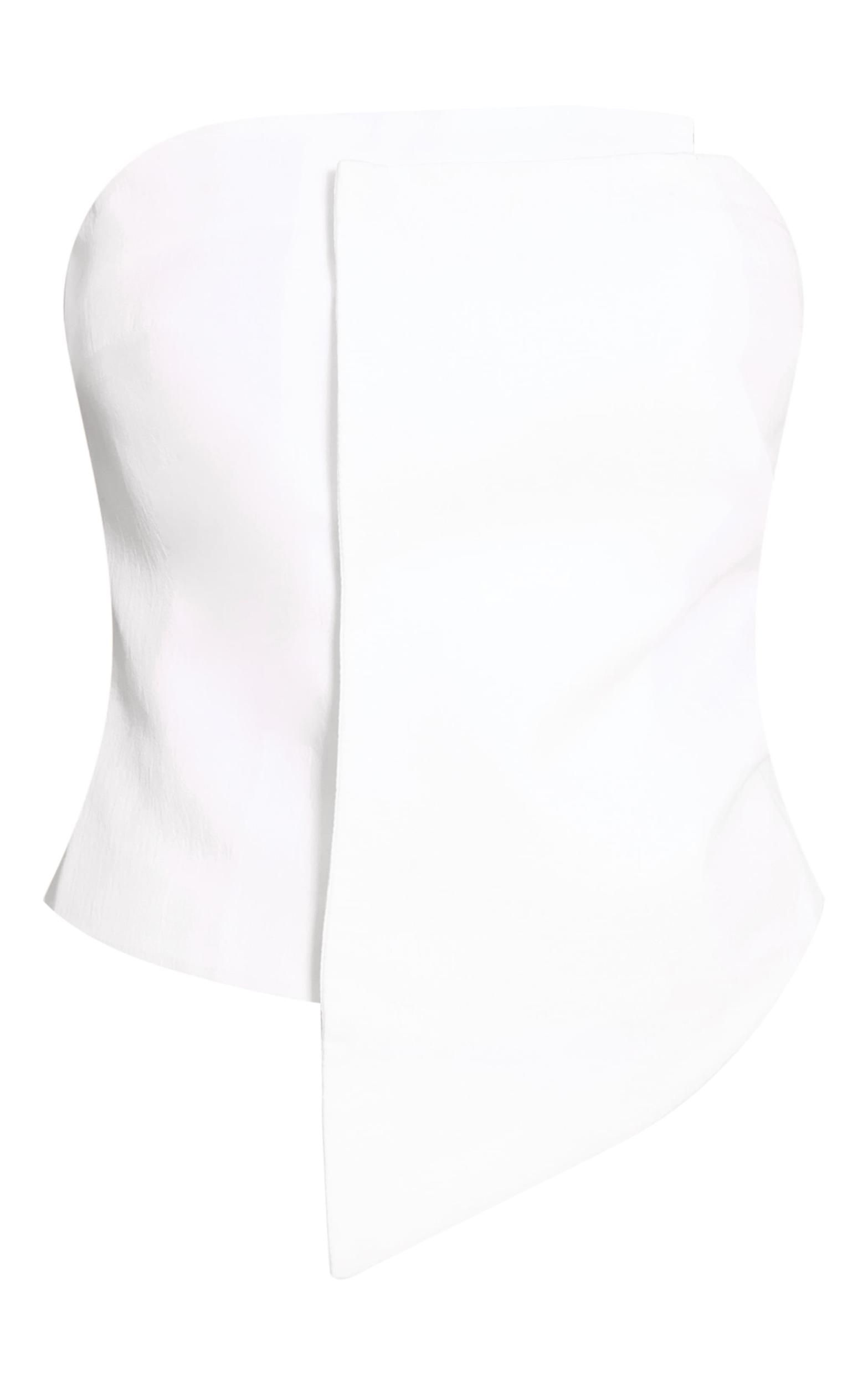 Petite Cream Asymmetric Bandeau Popper Top Product Image