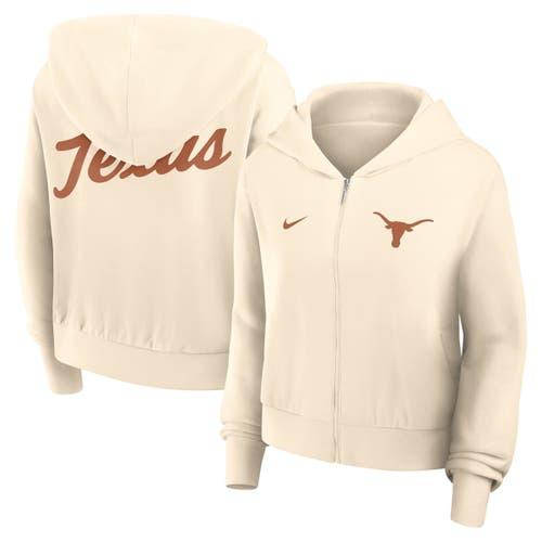 Women's Nike Cream Texas Longhorns Cropped Chill Full-Zip Hoodie at Nordstrom,  Product Image