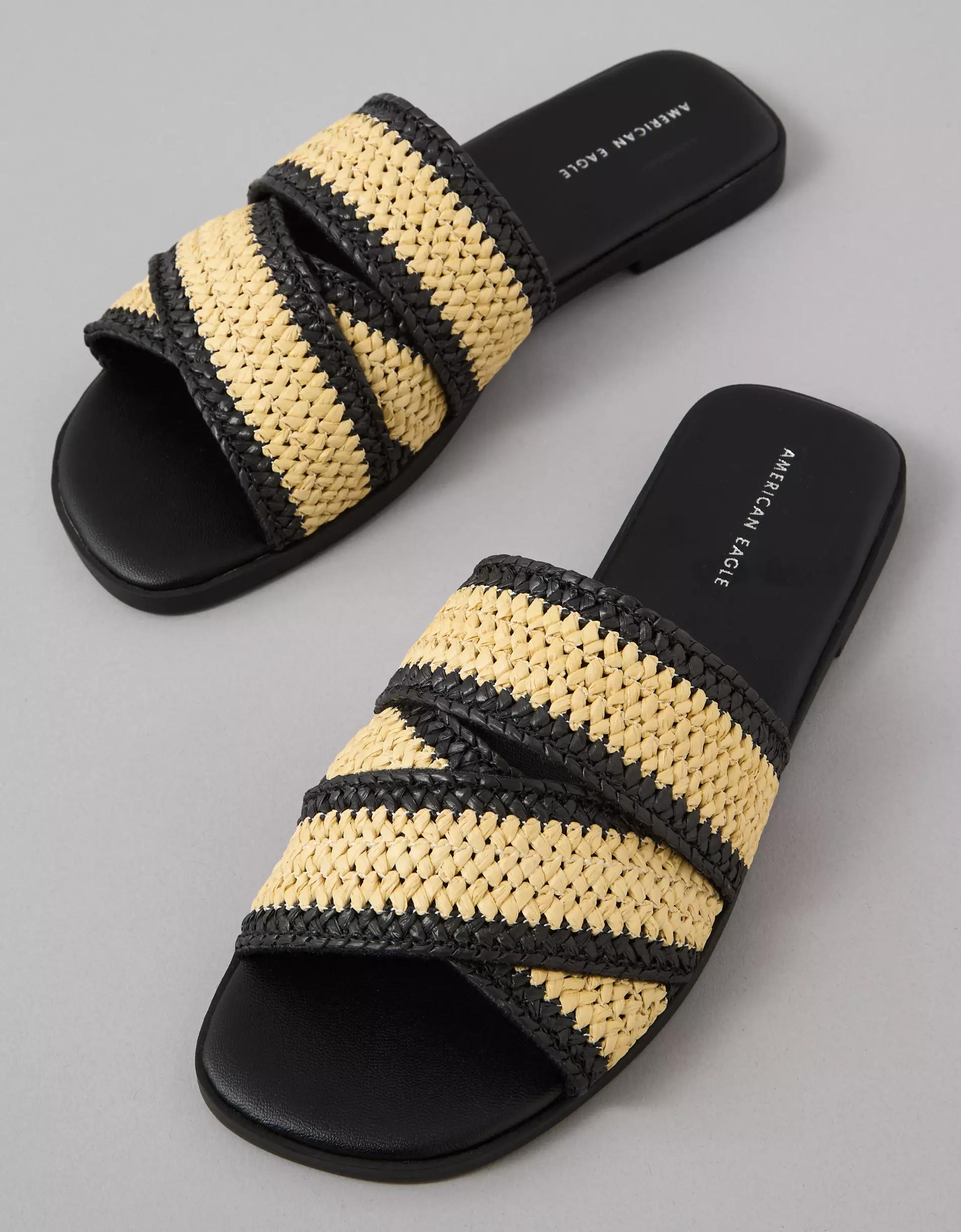 AE Two-Tone Raffia Slide Sandal Product Image