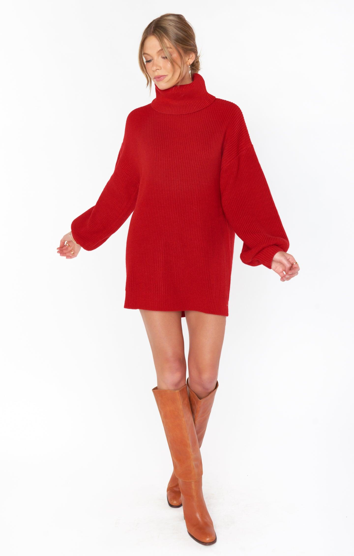 Chester Sweater Dress ~ Holly Red Knit Product Image
