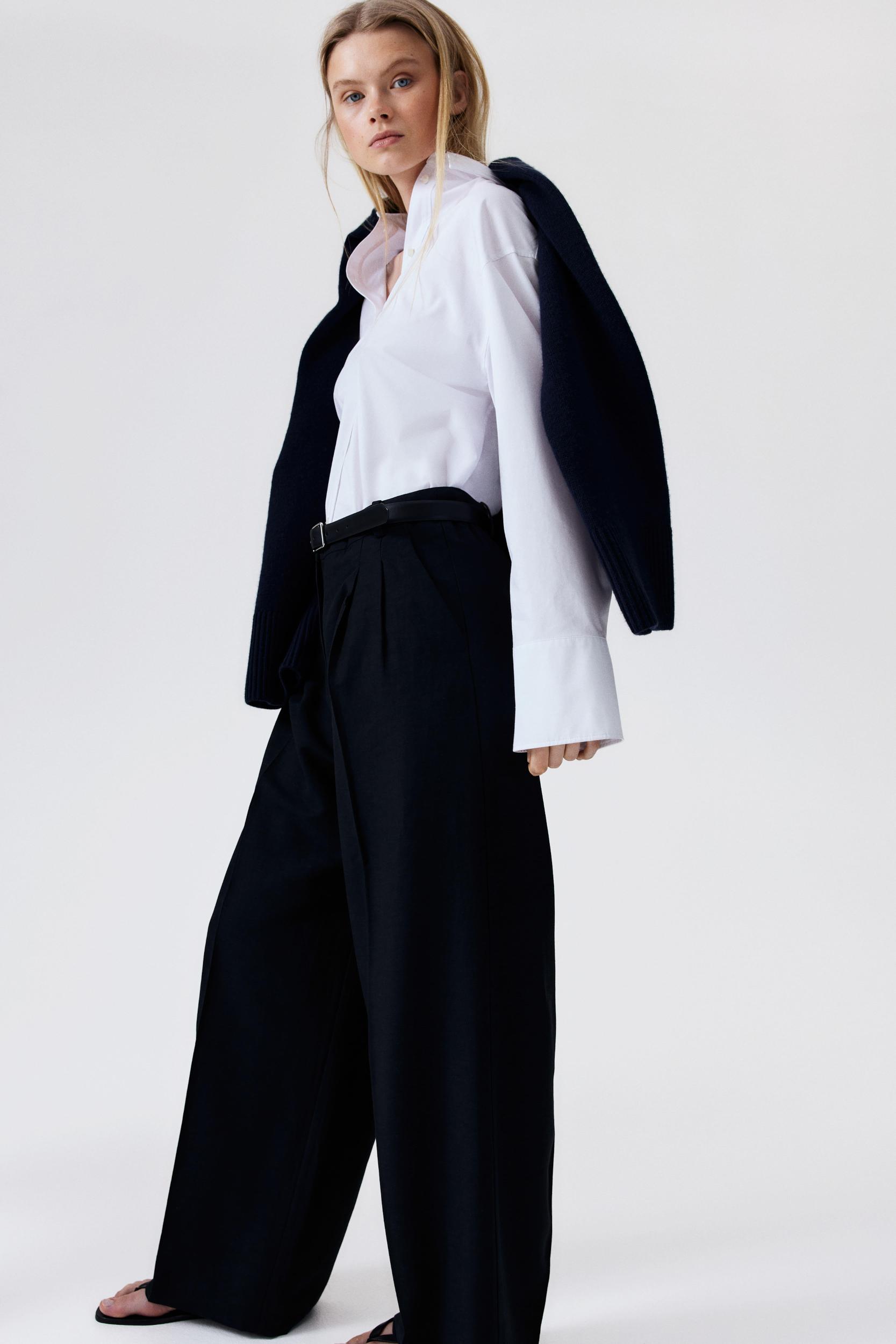 Wide-Leg Linen-Blend Pants Product Image