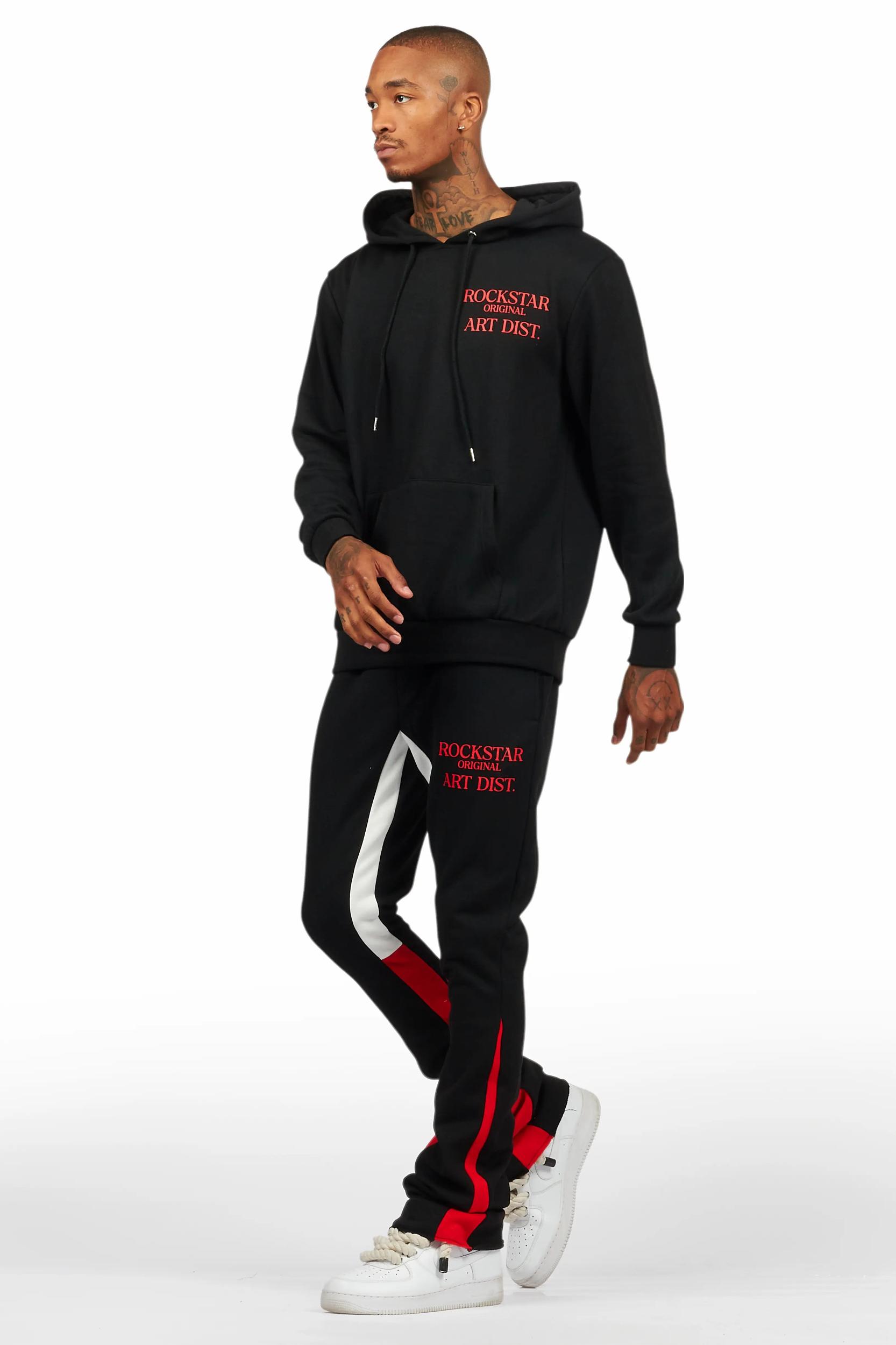 Briggs Black/Red Hoodie/Stacked Flare Track Set Male Product Image
