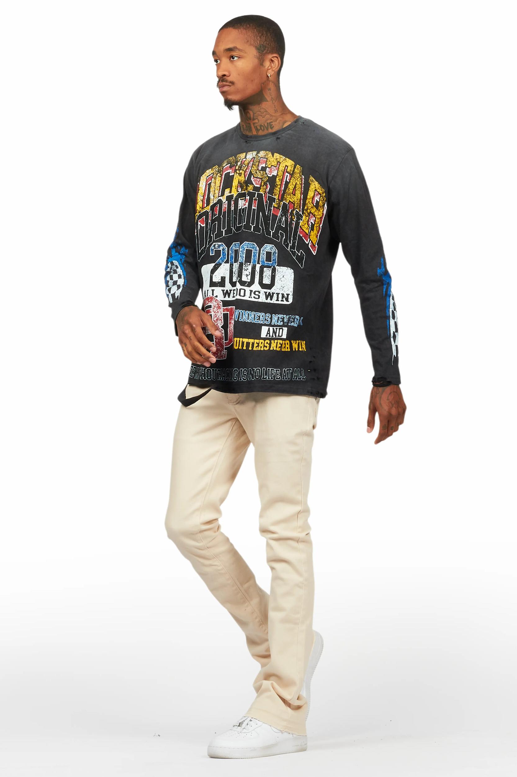 Dag Beige Stacked Flare Jean Male Product Image