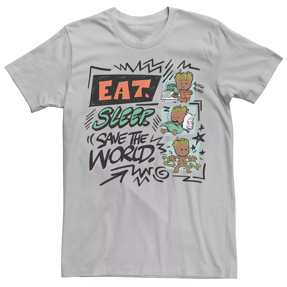 Men's Marvel Guardian Of The Galaxy Groots Cycle Of Life Tee, Size: XXL, Silver Product Image