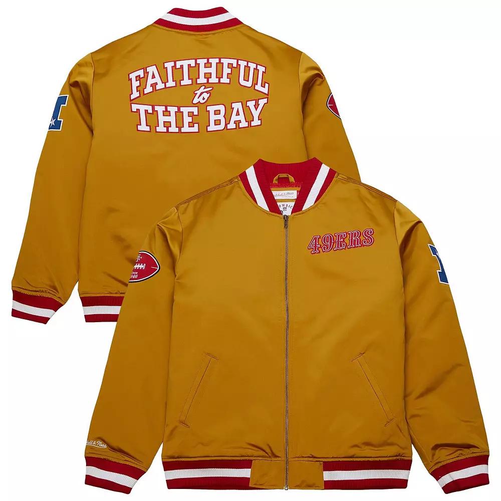 Men's Mitchell & Ness Gold San Francisco 49ers Heavyweight Full-Zip Satin Jacket,  Product Image