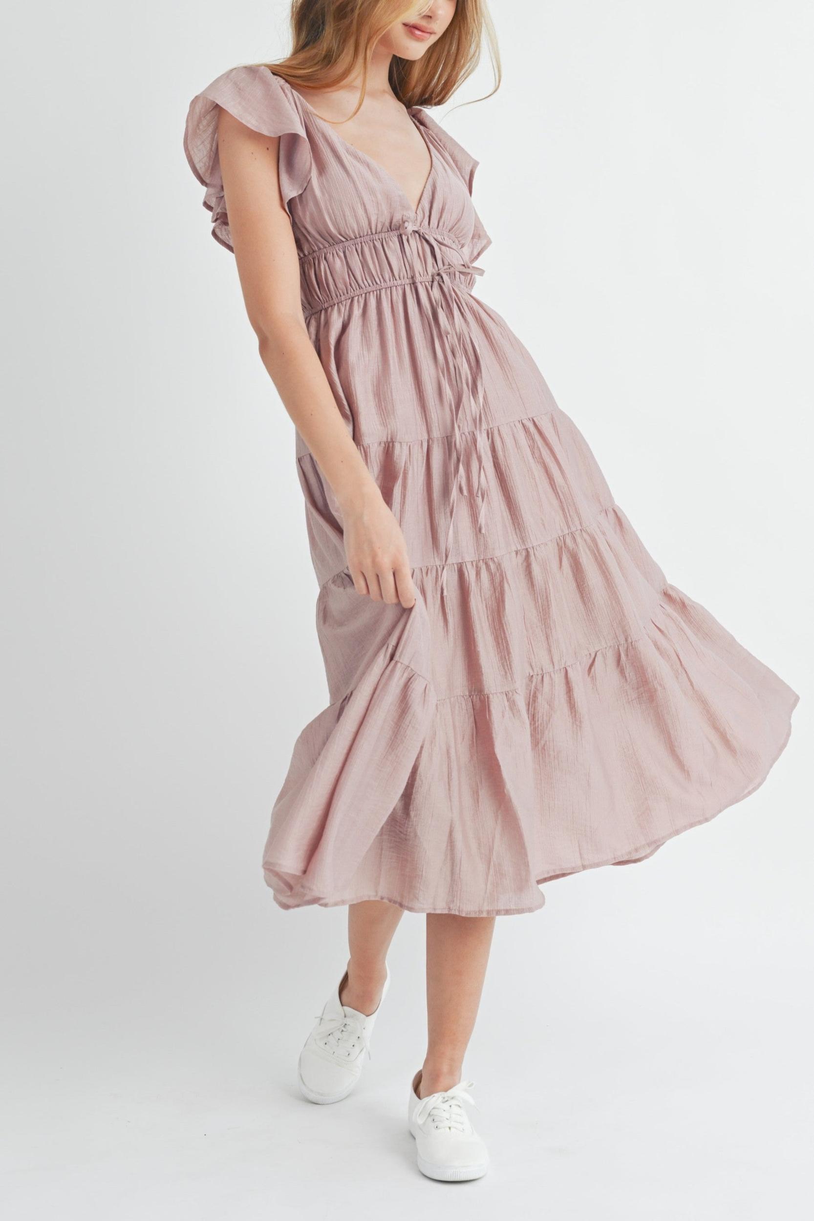 Ruffle Sleeve Summer Midi Dress Product Image