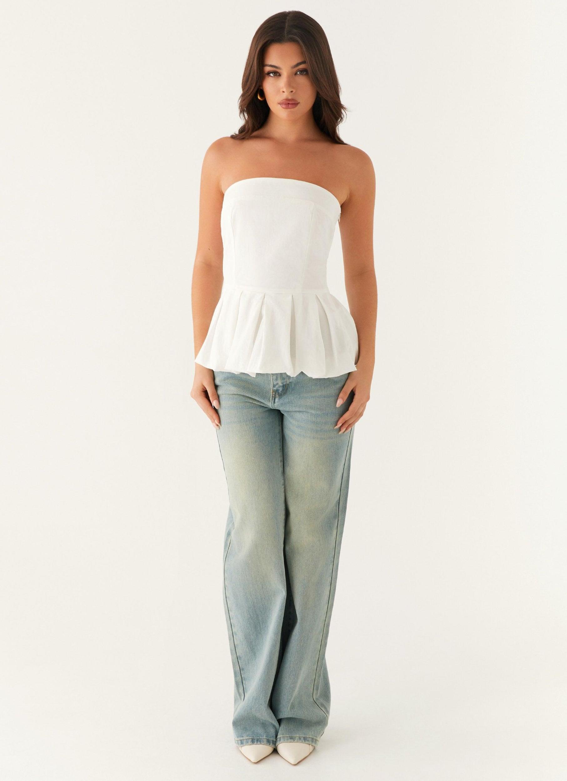 Ellen Bubble Hem Top - Ivory Product Image