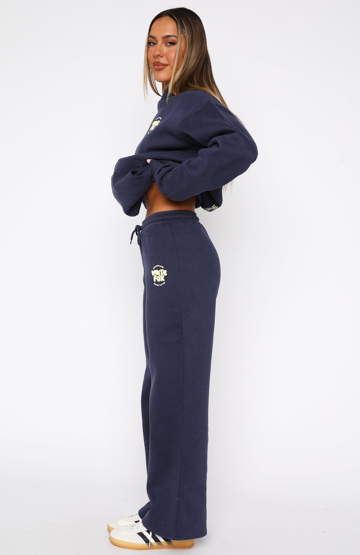 With Love For You Wide Leg Sweatpants Navy Product Image