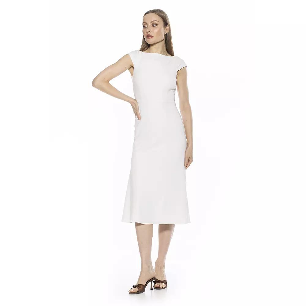 Women's ALEXIA ADMOR Loreli Boatneck Cap Sleeve Midi Dress,  Product Image