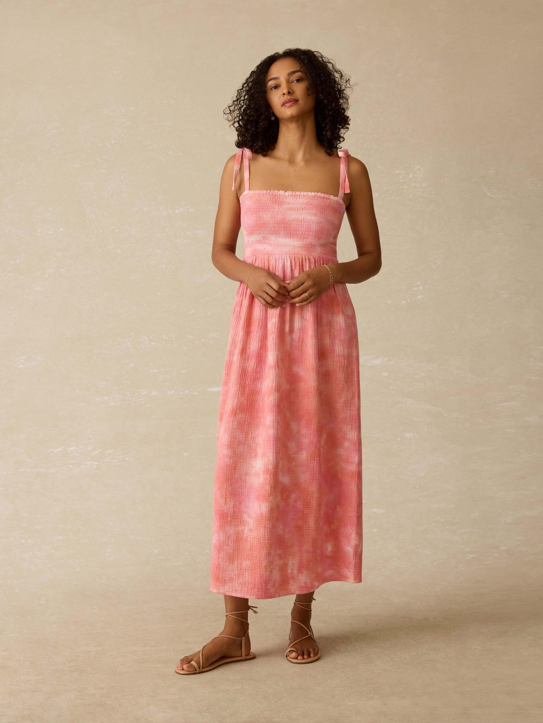 Dune Cotton Gauze Ella Dress - Coral Skies Tie Dye Female Product Image