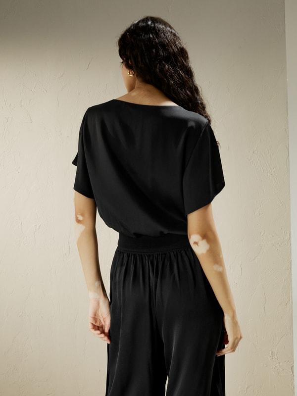 LILYSILK Silk Tshirt Women Black Breathable Basic Meticulously Crafted Seams High Quality Silk Fibers XL Product Image