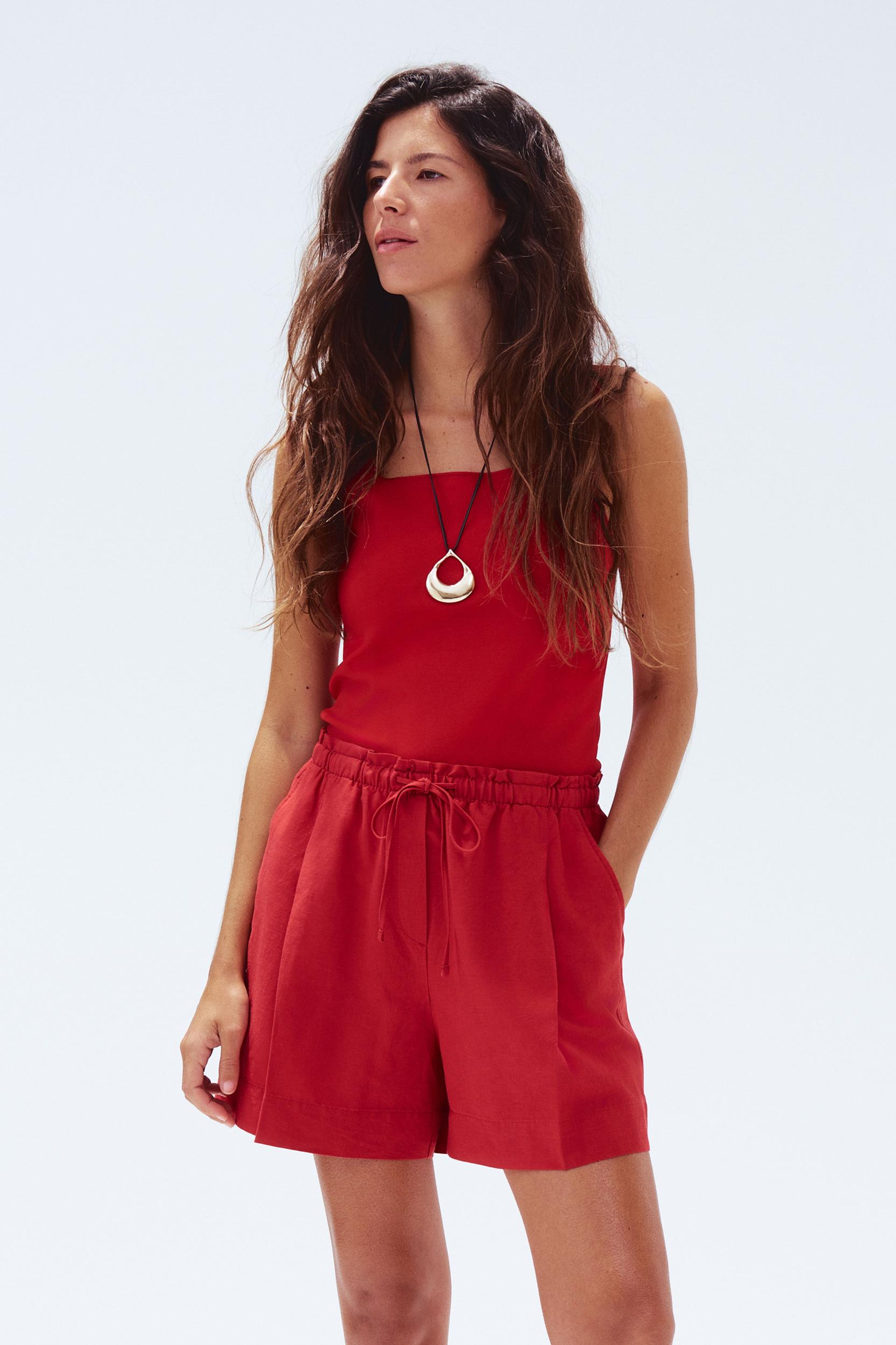 Linen-Blend Drawstring Shorts Product Image