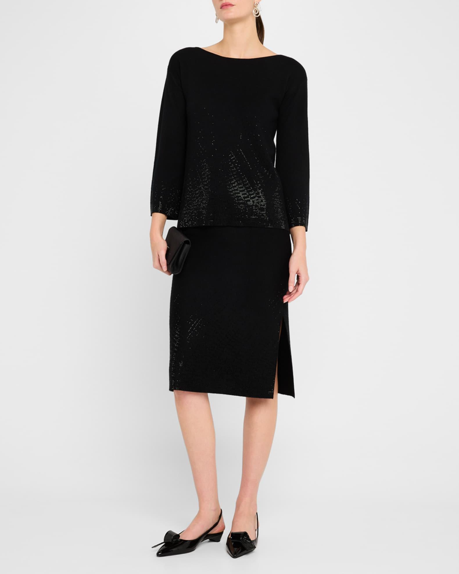 Cashmere Rhinestone-Embellished Pencil Skirt Product Image