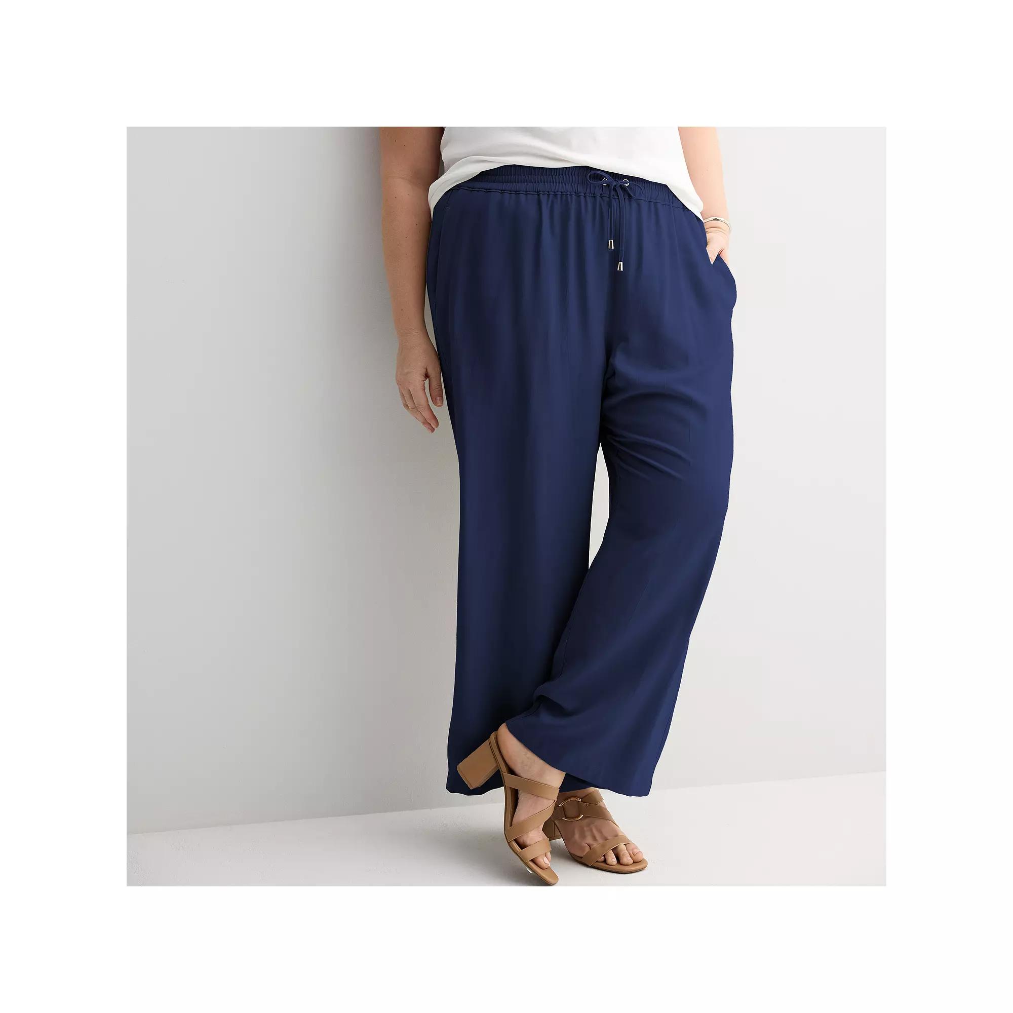 Plus Size Croft & Barrow® Relaxed Pull-On Pants, Women's, Size: 1XL, Felix Blue Product Image