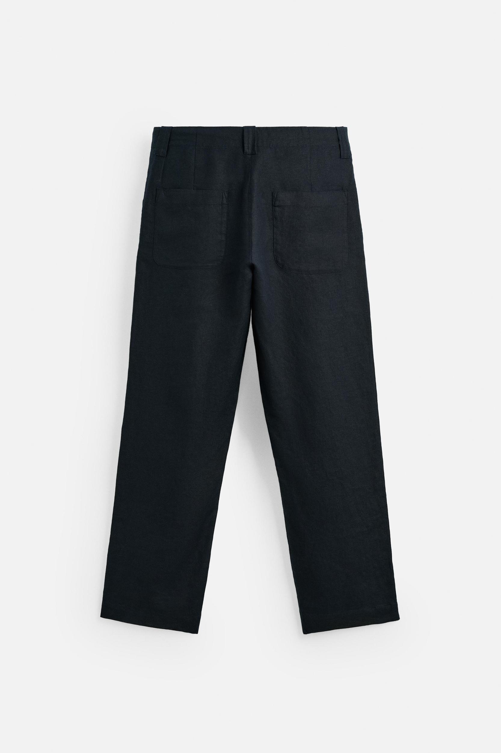 STRAIGHT FIT 100% LINEN PANTS Product Image