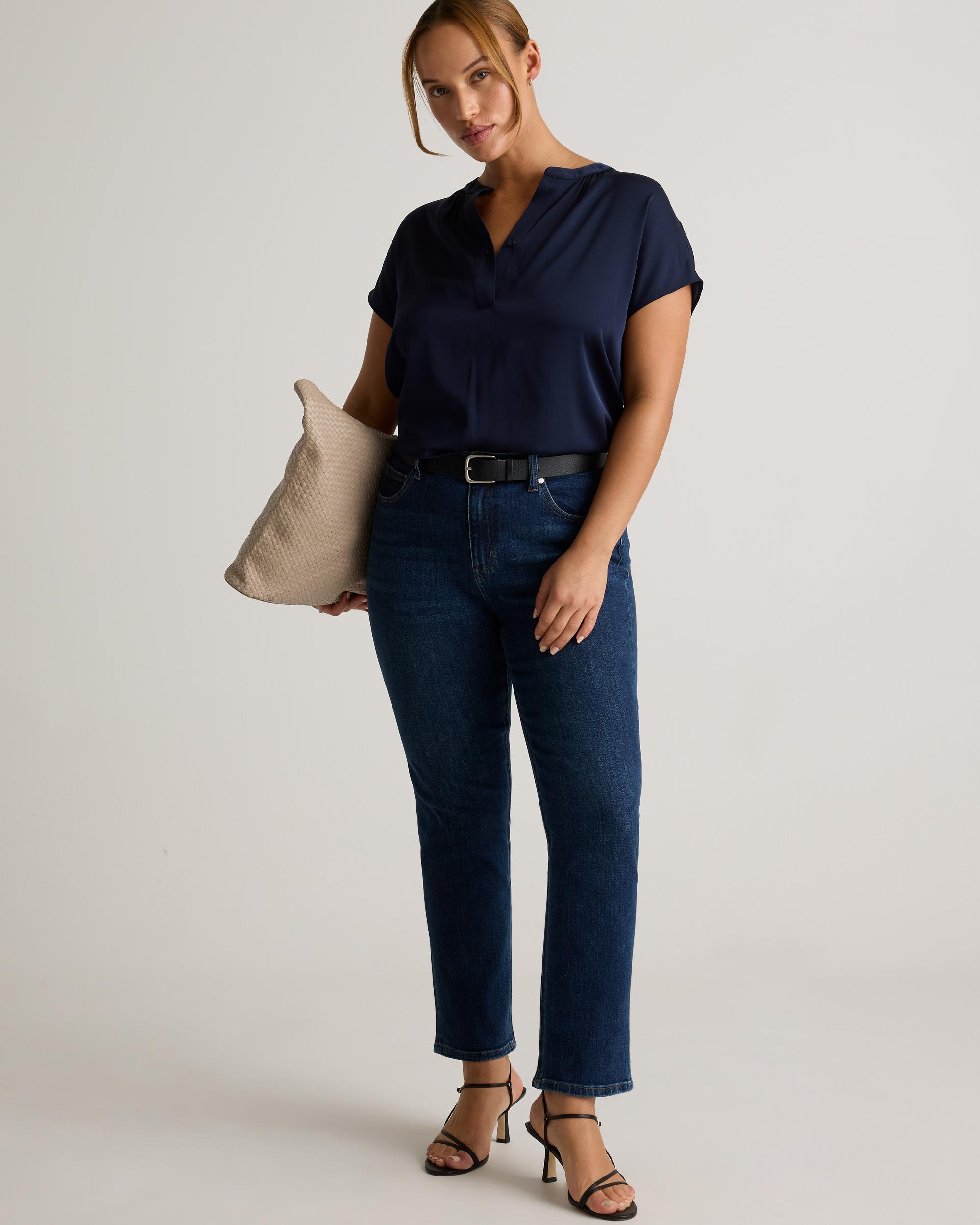 Quince | Women's Luna Stretch Slim Straight Jeans Organic Cotton Product Image