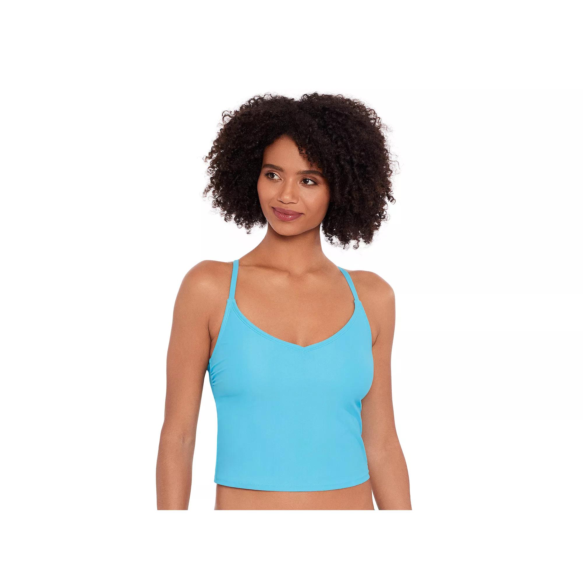 Women's Eco Beach Cropped Scoopneck Strappy Tankini Swim Top,  Product Image