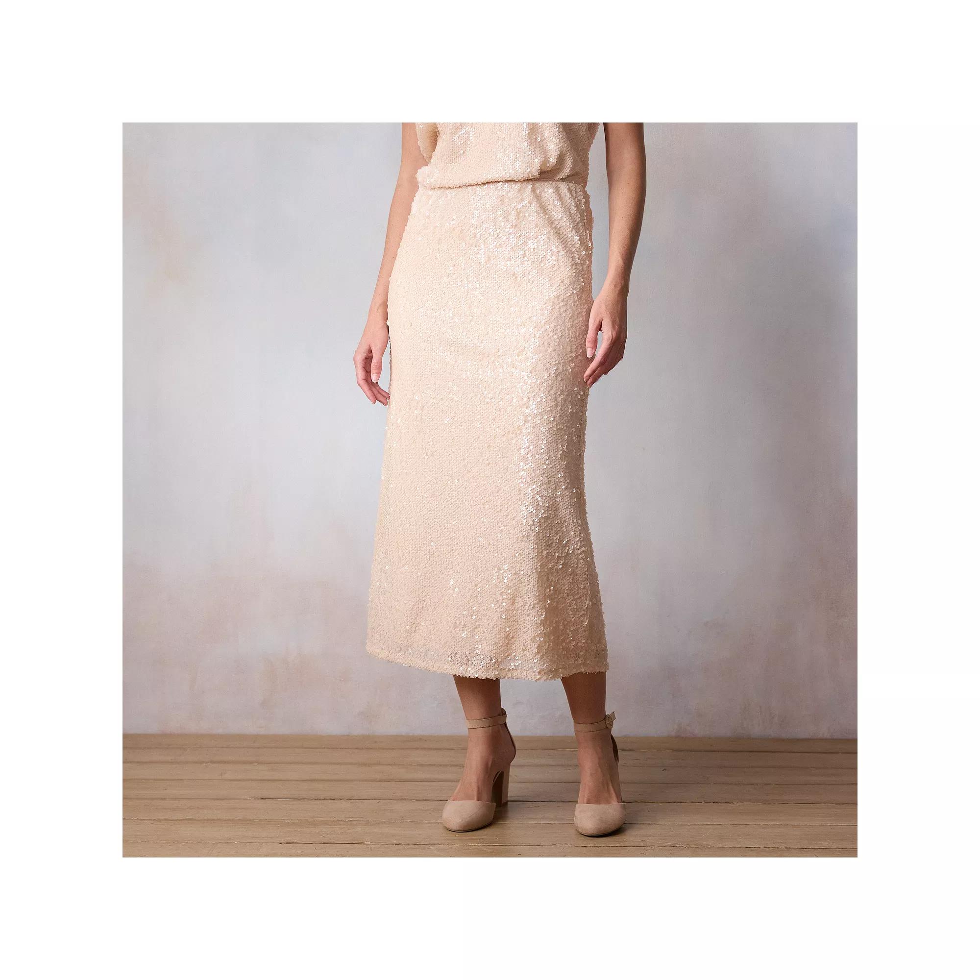 Women's LC Lauren Conrad Sequin Midi Slip Skirt, Size: Small, Parker Pink Product Image