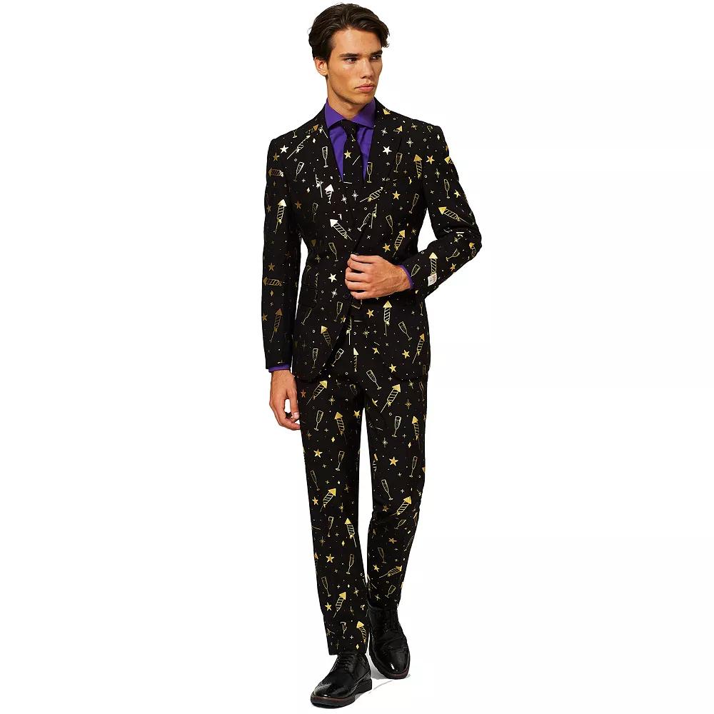 Men's OppoSuits Slim-Fit Fancy Fireworks Novelty Suit & Tie Set,  Product Image
