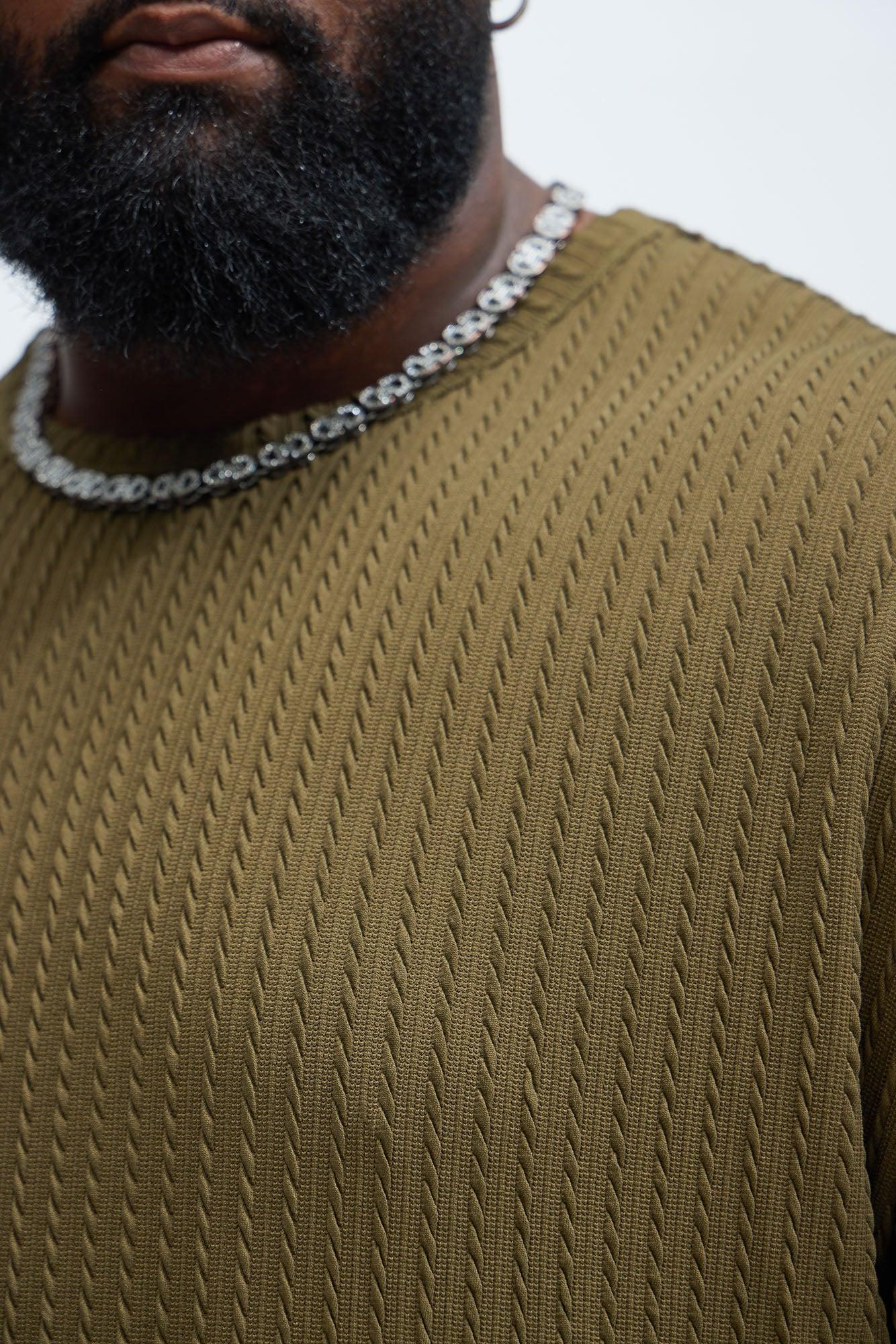 Rope Textured Relaxed Tee - Olive Product Image