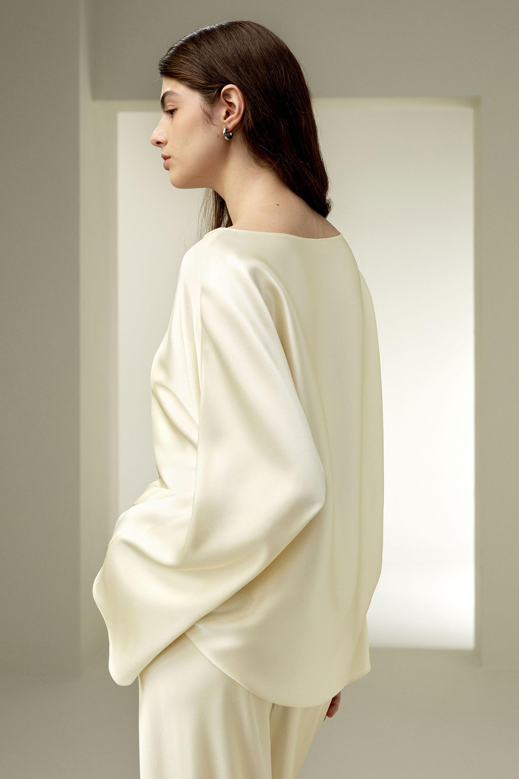 LILYSILK Silk Blouse Women - Midnight Blue Mulberry Silk - Perfect for Work Or Casual Round Neckline Tops S Product Image