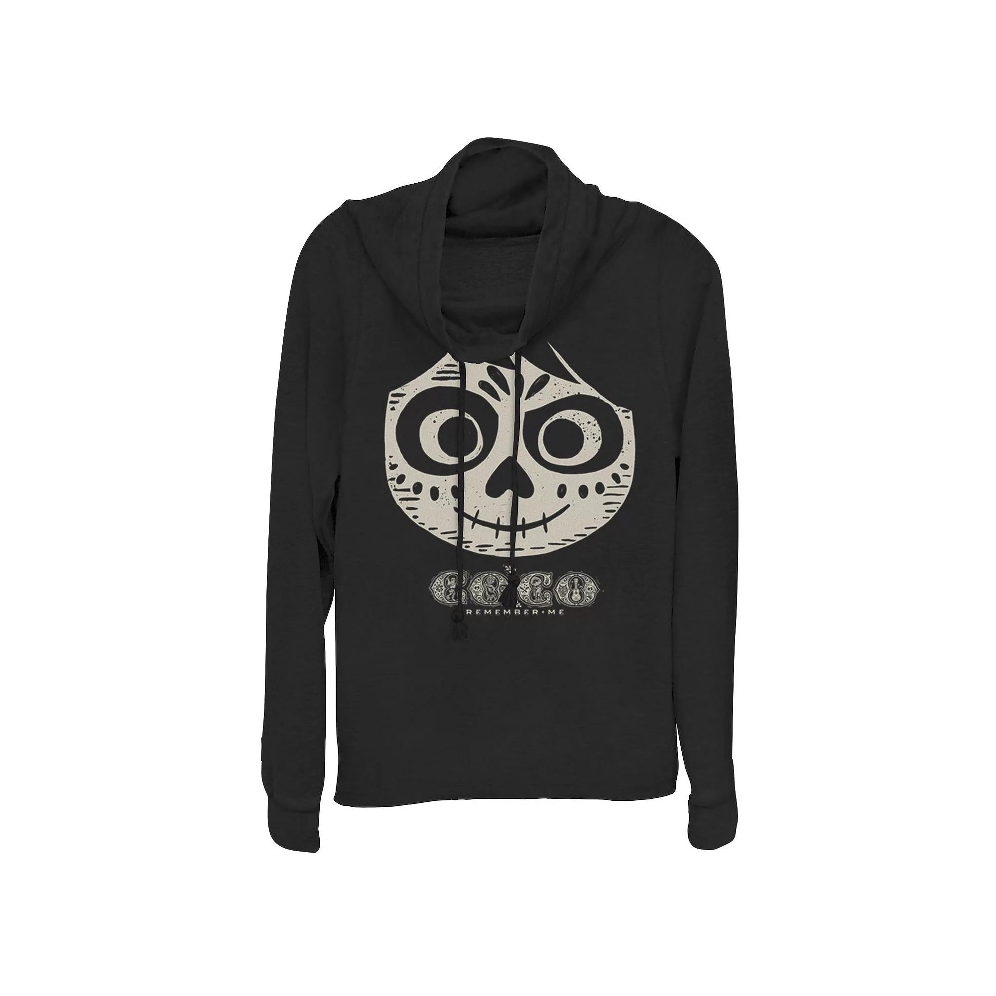 Disney / Pixar's Coco Miguel Skeleton Face Juniors' Cowlneck Graphic Lightweight Long Sleeve, Girl's,  Product Image