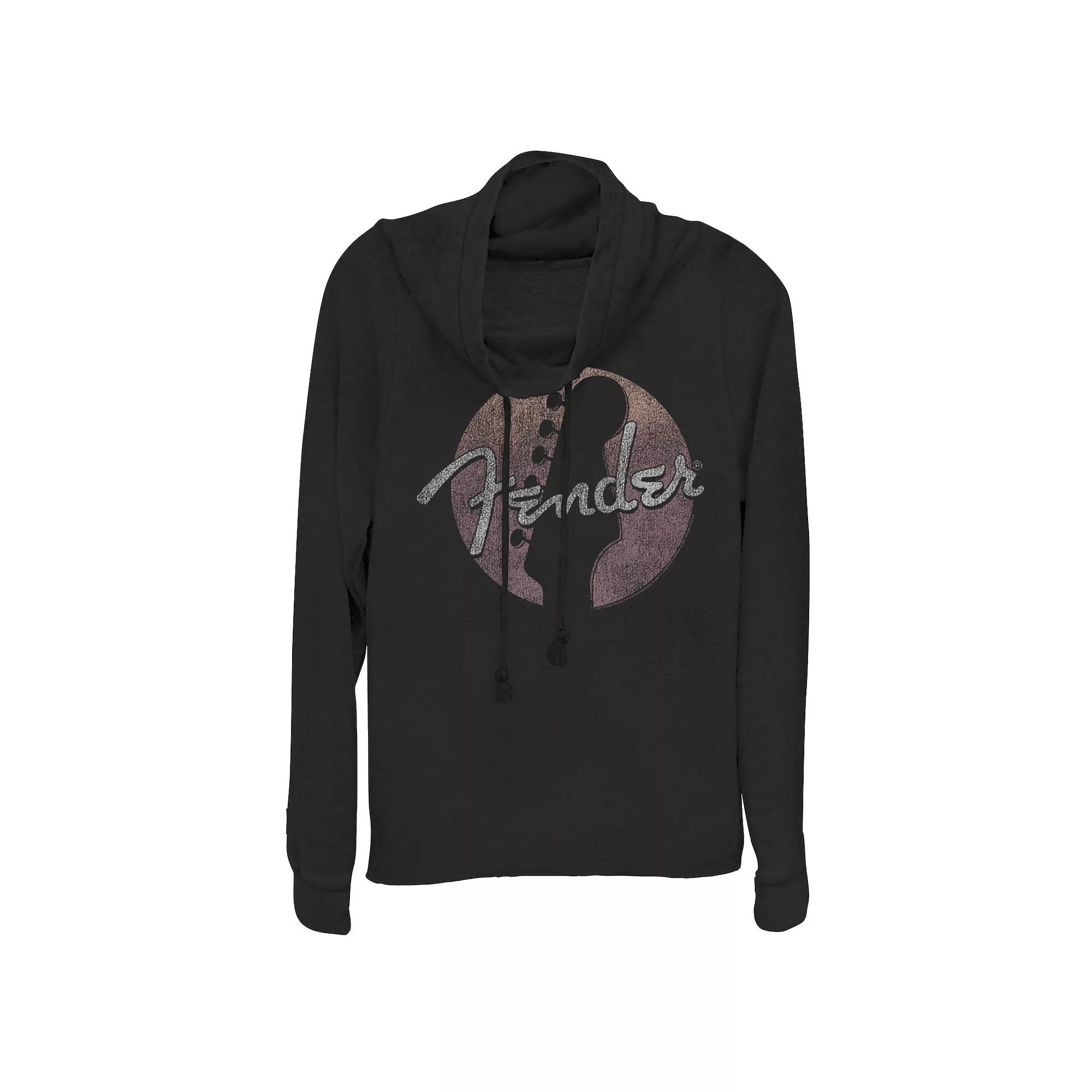 Juniors' Fender Classic Circled Logo Cowlneck Graphic Lightweight Long Sleeve, Girl's,  Product Image