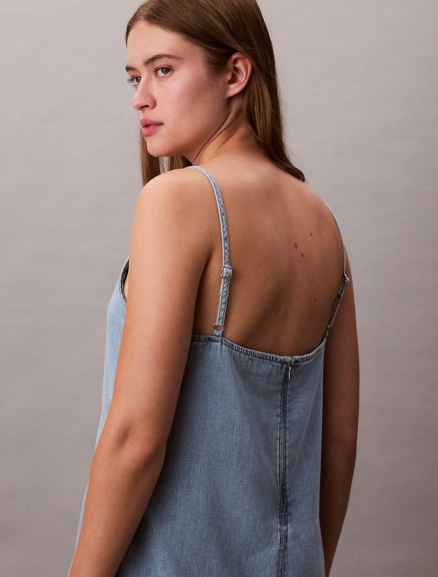 Denim Strappy Mini Dress Product Image