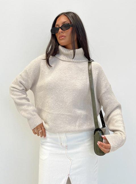 Oswin Turtleneck Sweater Oatmeal Product Image
