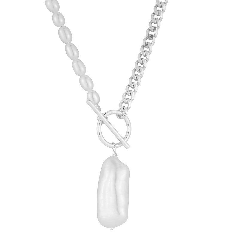 Sunkissed Sterling Freshwater Cultured Pearl Toggle Necklace, Women's, Silver Tone Product Image