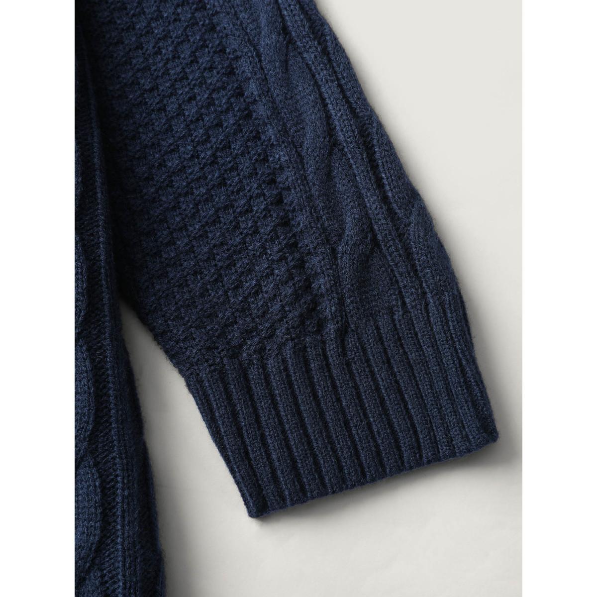 Plus Size Twist Stitch Beadwork Textured Pullover Indigo Women Leisure Loose Long Sleeve Round Neck Casual Pullovers BloomChic 26/4X Product Image