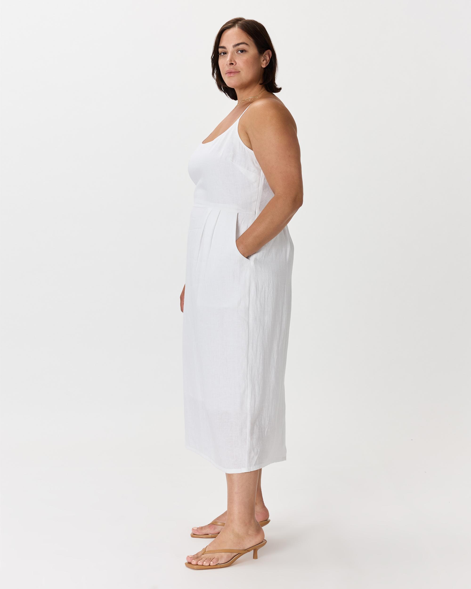 Quince | Women's 100% European Linen Scoop Neck Midi Dress Product Image