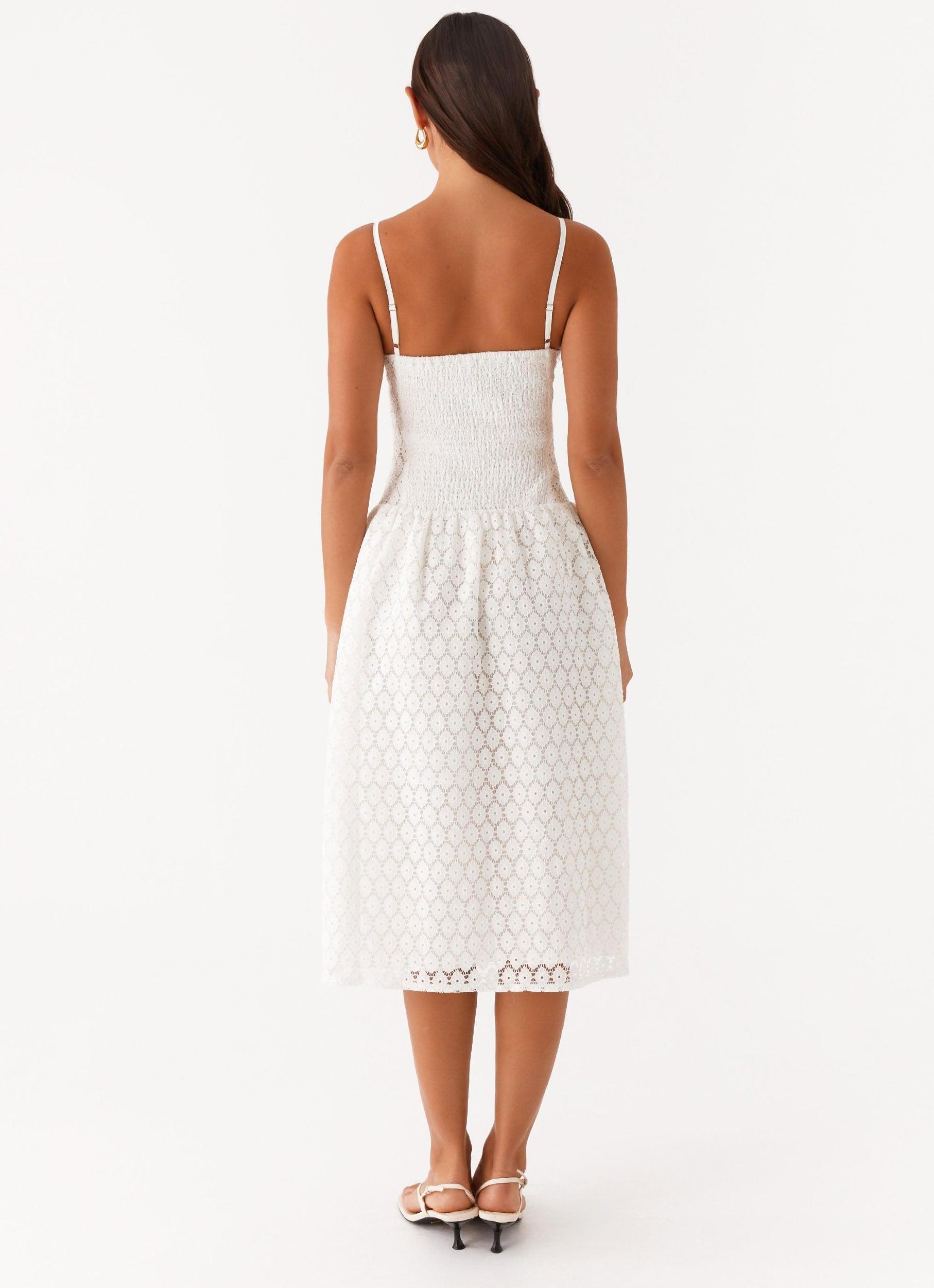 Blooming Corset Midi Dress - White Product Image