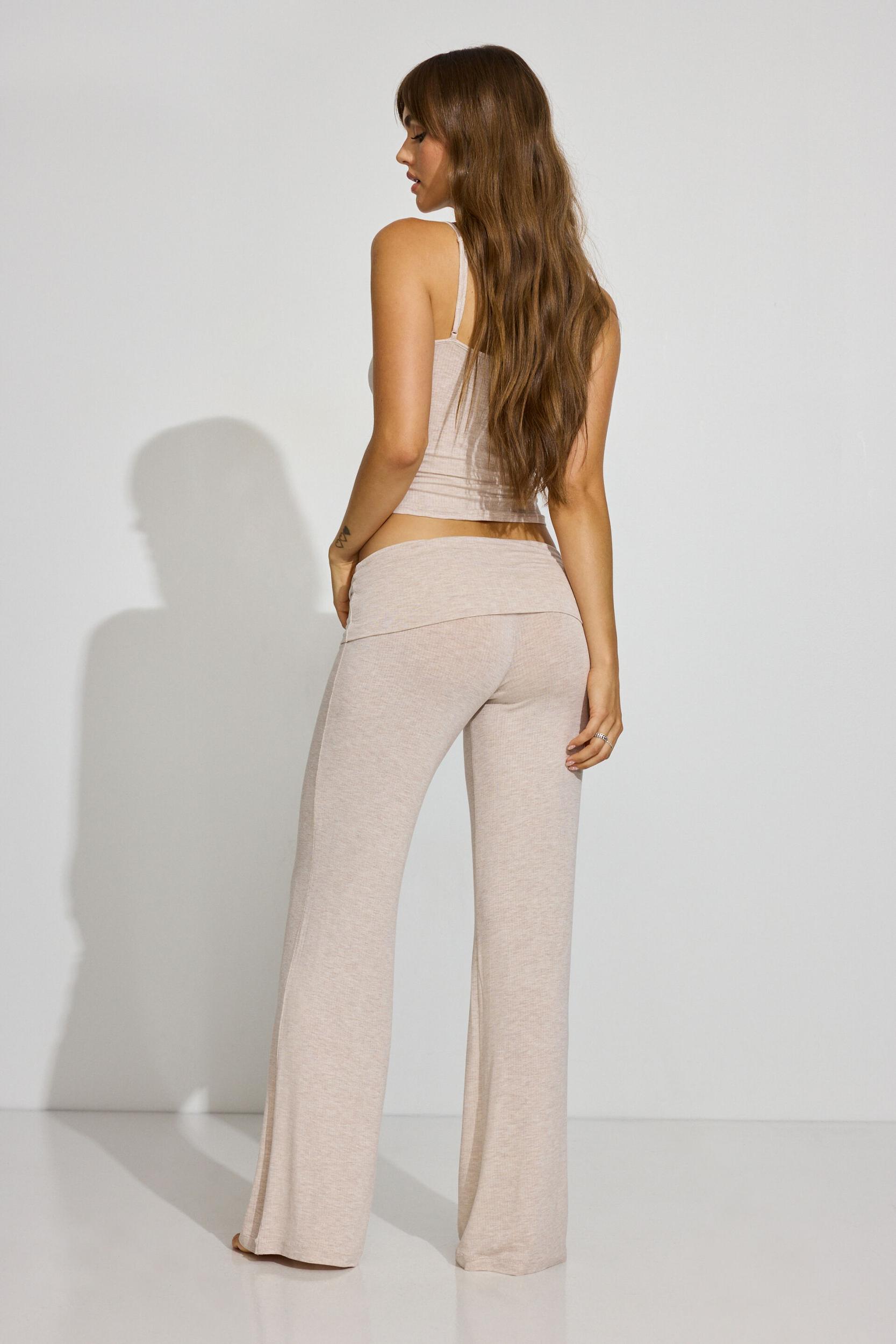 Sheer Ribbed Foldover Pants Product Image